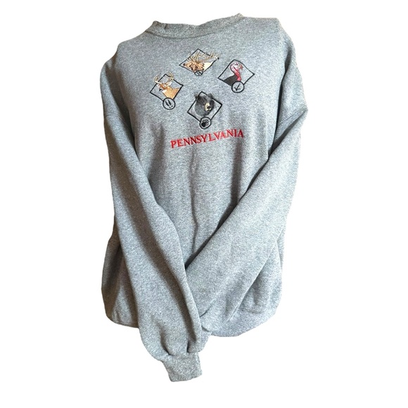 Lee Vintage 80s Grey Sweatshirt Pennsylvania Wildlife - Picture 1 of 6